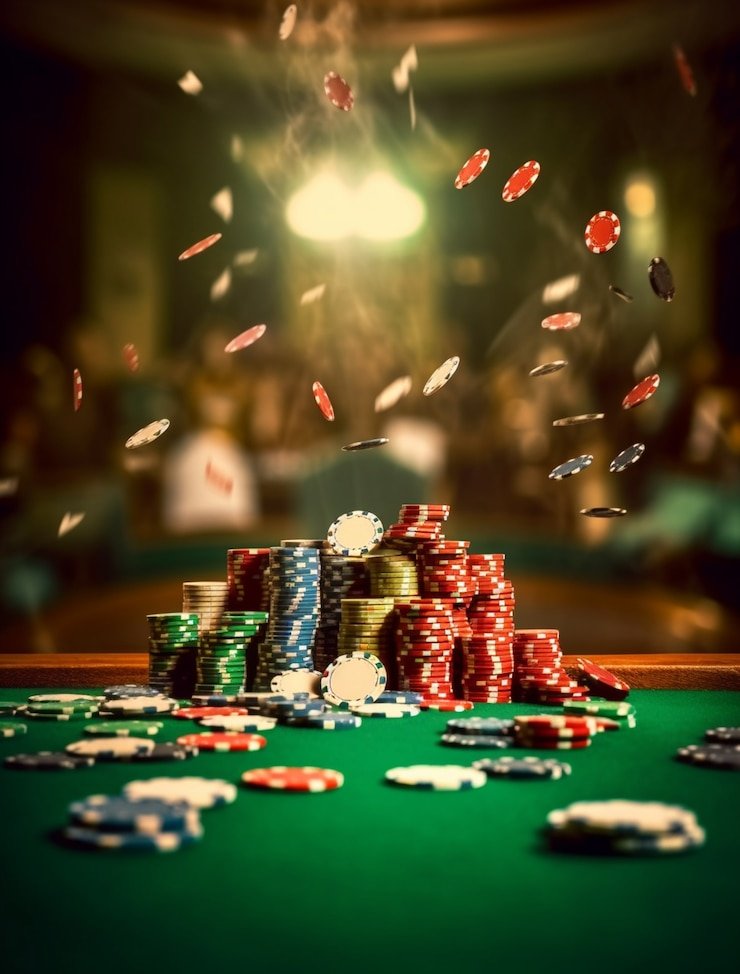 Meja Casino Hold'em dengan dealer profesional di studio wow 77
